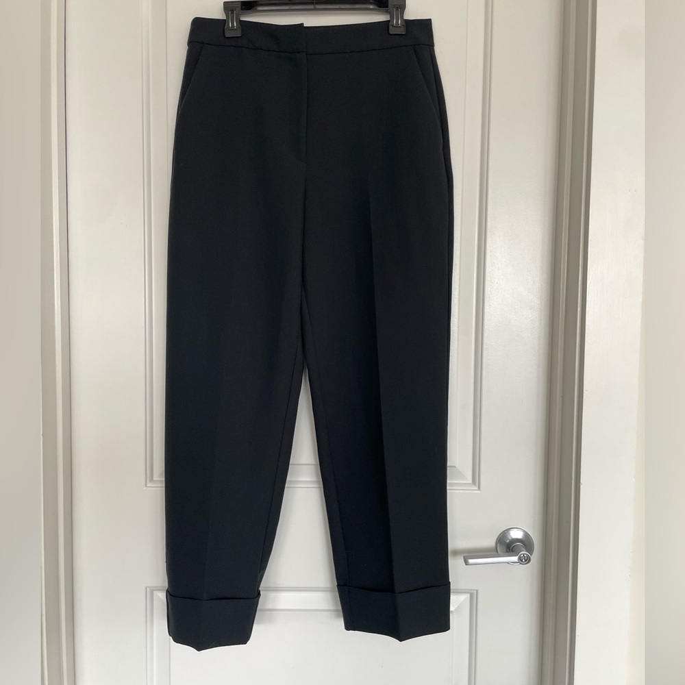 Abercrombie & Fitch Black Straight-Leg Wide Cuffed Pants 30 Business Preppy